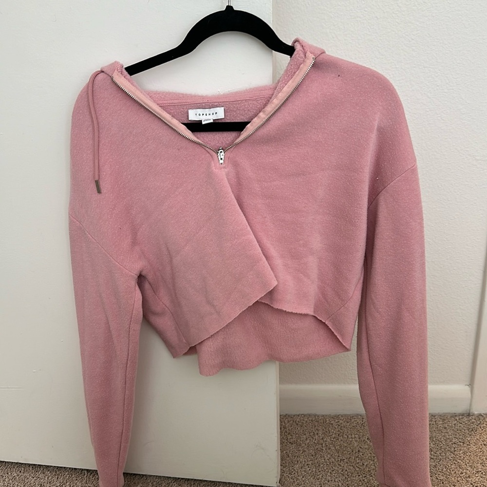 Pink top shop crop sweatshirt